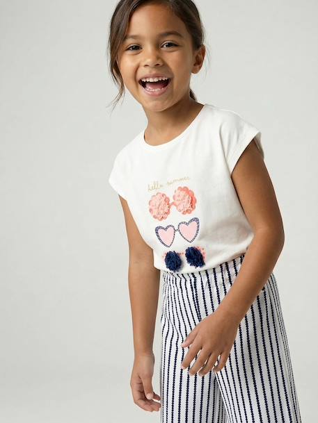 Animal print T-shirt for girls apricot+ecru+grey blue+strawberry - vertbaudet enfant 