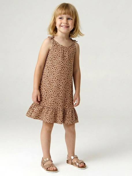 Girl's fine strap jersey dress beige - vertbaudet enfant 