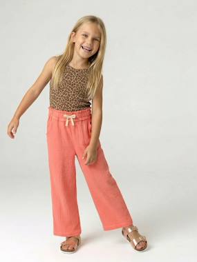 -Pantalon large gaze de coton
