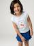 Girls' cropped t-shirt with short, padded sleeves pale blue+pale pink - vertbaudet enfant 