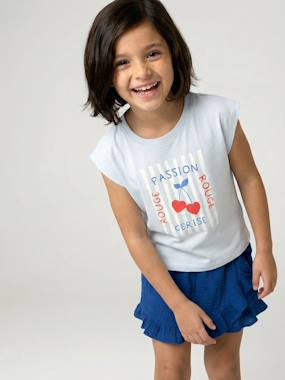 Fille-T-shirt, sous-pull-T-shirt-Tee-shirt fille cropped manches courtes épaulées