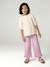 Girl's wide-leg trousers with frills ecru+lilac - vertbaudet enfant 