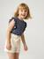 Girl's short-sleeved t-shirt with frills navy blue+sage green - vertbaudet enfant 
