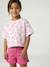 Cropped short-sleeved T-shirt for girls beige+ecru+rosy - vertbaudet enfant 