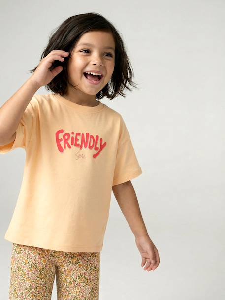 Short-sleeved printed T-shirt for girls anthracite+beige+pale yellow+sandy beige+vanilla - vertbaudet enfant 