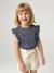 Girl's short-sleeved t-shirt with frills navy blue+sage green - vertbaudet enfant 
