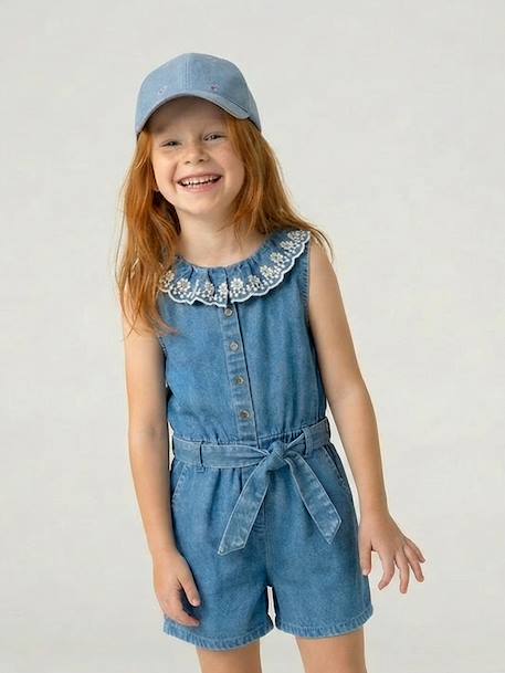 Casquette brodée fille bleu jean+écru - vertbaudet enfant 