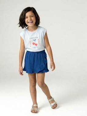 -Jupe short fille gaze coton