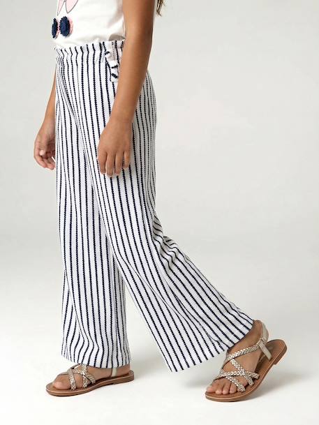 Wide striped knitted leggings striped blue+striped red - vertbaudet enfant 