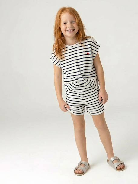 Fancy Knit T-Shirt & Shorts Set for Girls ecru+rose - vertbaudet enfant 