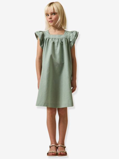 Girls' short dress pale pink+sage green - vertbaudet enfant 