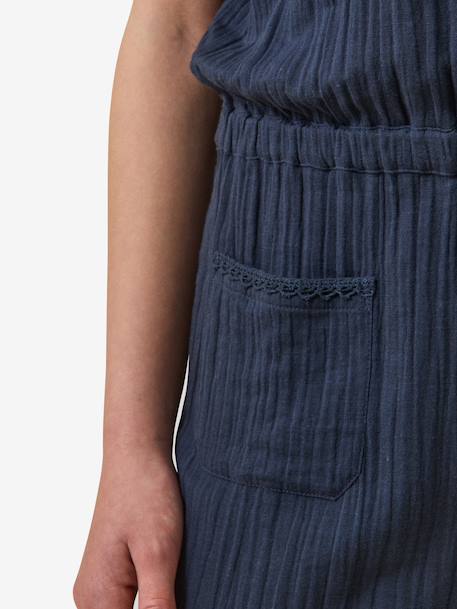 Playsuit in cotton gauze navy blue - vertbaudet enfant 
