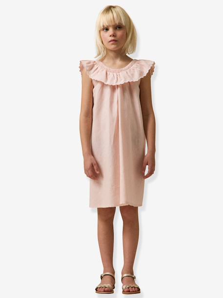 Girls' short dress pale pink+sage green - vertbaudet enfant 