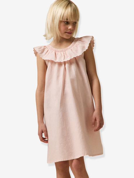 Girls' short dress pale pink+sage green - vertbaudet enfant 