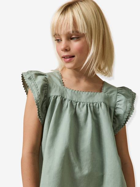 Girls' short dress pale pink+sage green - vertbaudet enfant 