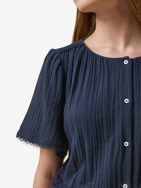 Playsuit in cotton gauze navy blue - vertbaudet enfant 