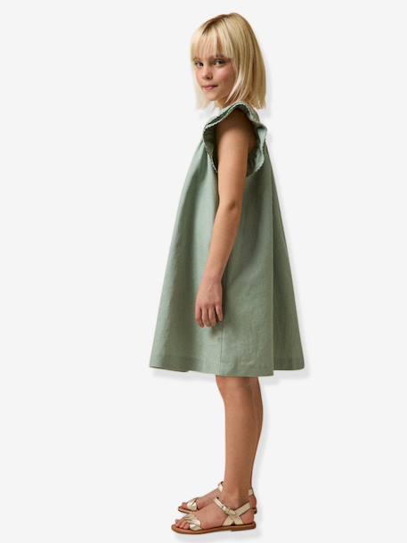 Girls' short dress pale pink+sage green - vertbaudet enfant 