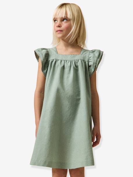 Girls' short dress pale pink+sage green - vertbaudet enfant 