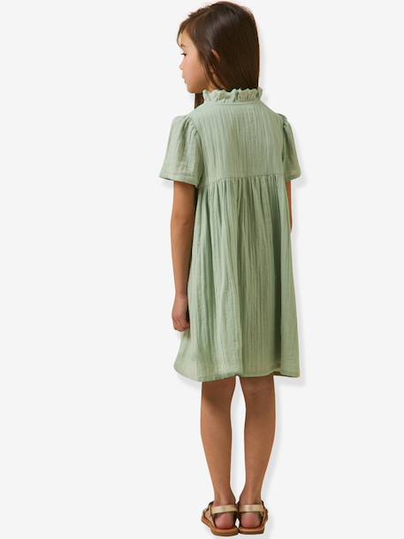 Robe courte gaze de coton vert sauge - vertbaudet enfant 