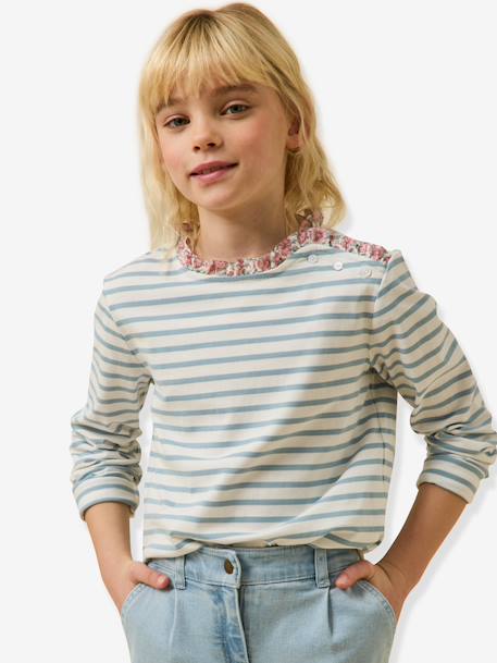 Striped long-sleeved T-shirt light pink - vertbaudet enfant 