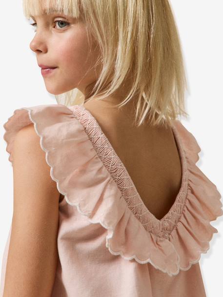 Girls' short dress pale pink+sage green - vertbaudet enfant 