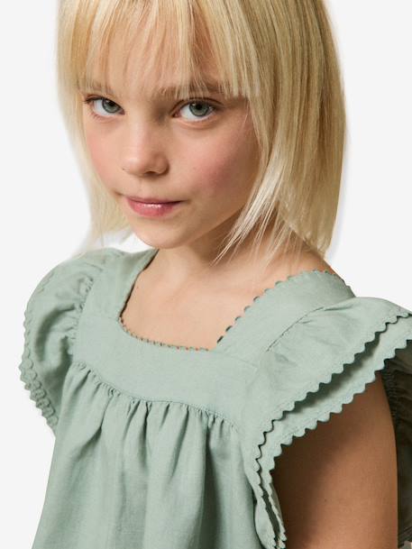 Girls' short dress pale pink+sage green - vertbaudet enfant 