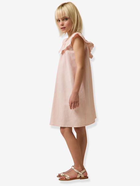 Girls' short dress pale pink+sage green - vertbaudet enfant 