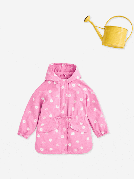 Ciré fille à capuche motifs magiques bleu ciel+rose+sauge imprimé - vertbaudet enfant 