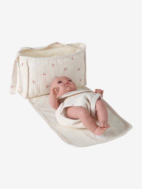 Premium Doll Changing Bag + Nappy + Bib ecru+red - vertbaudet enfant 