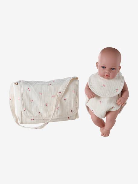 Premium Doll Changing Bag + Nappy + Bib ecru+red - vertbaudet enfant 