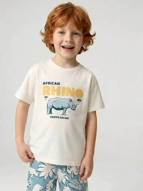 Cotton t-shirt and short set for boys ecru - vertbaudet enfant 