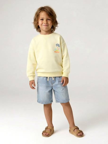 Round-neck long-sleeved sweatshirt for boys aqua green+mango+pale yellow - vertbaudet enfant 