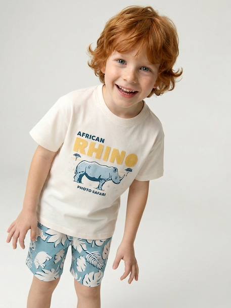 Cotton t-shirt and short set for boys ecru - vertbaudet enfant 