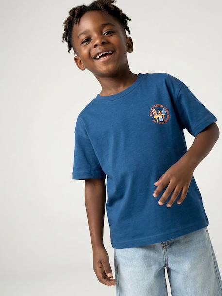 T-shirt garçon motifs devant et dos anthracite+blanc+bleu ciel+bleu océan+bois de rose - vertbaudet enfant 