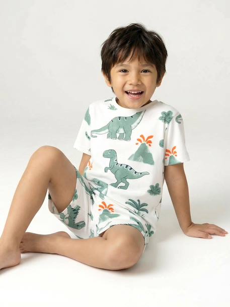 Pack of 2 dinosaur playsuit pyjamas for boys sage green - vertbaudet enfant 
