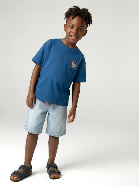 T-shirt with motif on front and back for boys anthracite+dusky pink+ocean blue+sky blue+white - vertbaudet enfant 