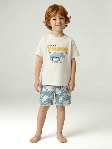 Cotton t-shirt and short set for boys ecru - vertbaudet enfant 