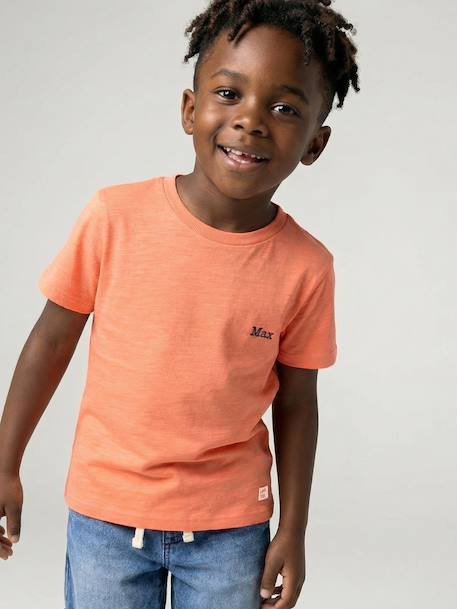 Short Sleeve T-Shirt, for Boys aubergine+Blue+Green+mango+pale yellow+white - vertbaudet enfant 