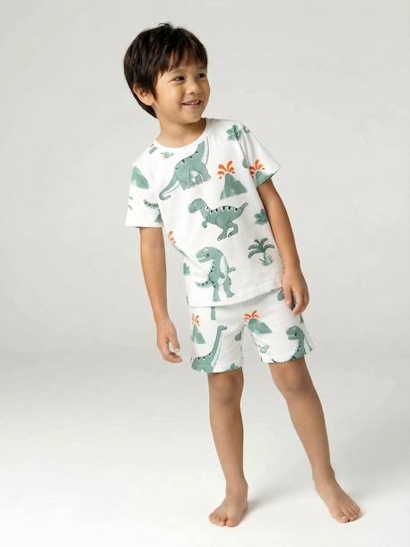 Pack of 2 dinosaur playsuit pyjamas for boys sage green - vertbaudet enfant 