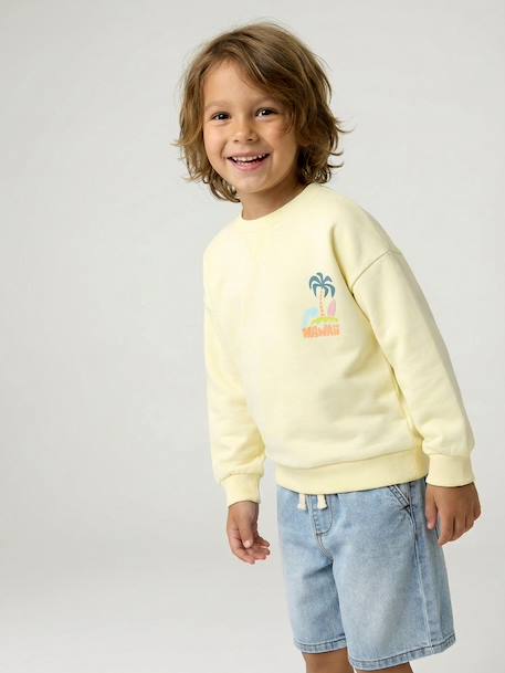 Sweat col rond manches longues jaune pâle+mangue+vert d'eau - vertbaudet enfant 