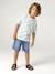 Short-sleeved T-shirt aqua green+white - vertbaudet enfant 
