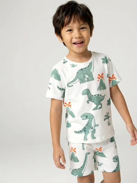 Pack of 2 dinosaur playsuit pyjamas for boys sage green - vertbaudet enfant 