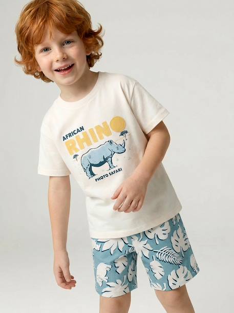 Cotton t-shirt and short set for boys ecru - vertbaudet enfant 