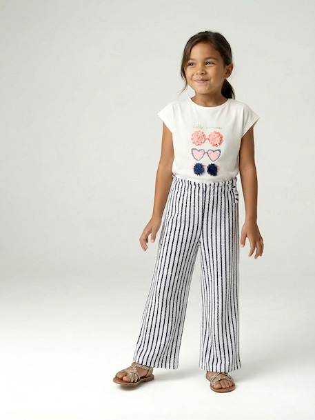 Wide striped knitted leggings striped blue+striped red - vertbaudet enfant 