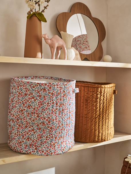 Pack of 2 RETRO FLOWER baskets cinnamon - vertbaudet enfant 