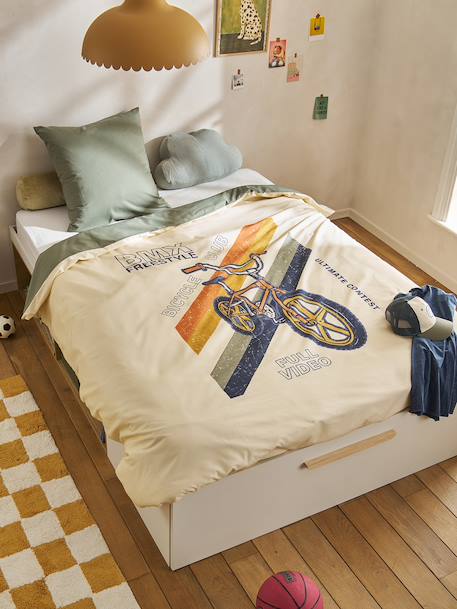 Parure housse de couette et taie d'oreiller enfant BMX sable - vertbaudet enfant 