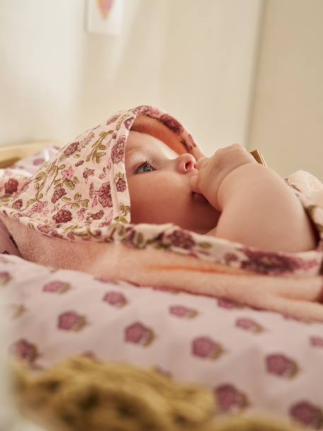 Hooded towel and mitt by LATIKA printed pink - vertbaudet enfant 