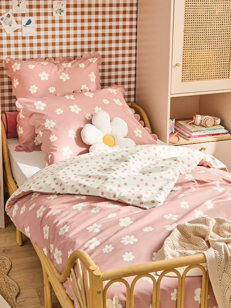 Duvet cover and pillowcase set printed pink - vertbaudet enfant 