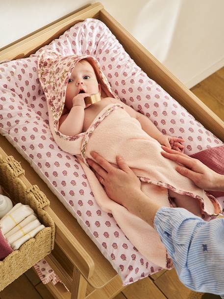Hooded towel and mitt by LATIKA printed pink - vertbaudet enfant 