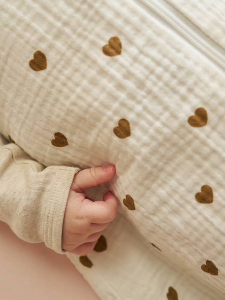 Cotton muslin HEARTS summer pramwsuit printed white - vertbaudet enfant 